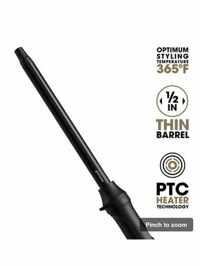 New GHD 0.5 “ / 1/2" Thin Barrel Curling Wand in Black